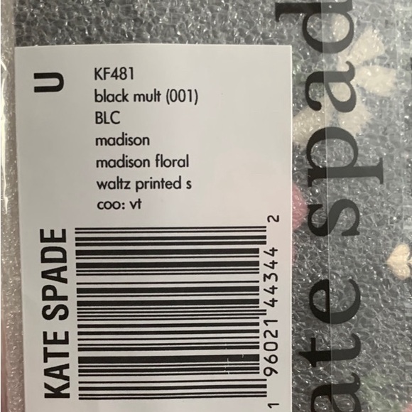 Kate Spade Black Card Holder with Pink and White Floral Design - Picture 7 of 9